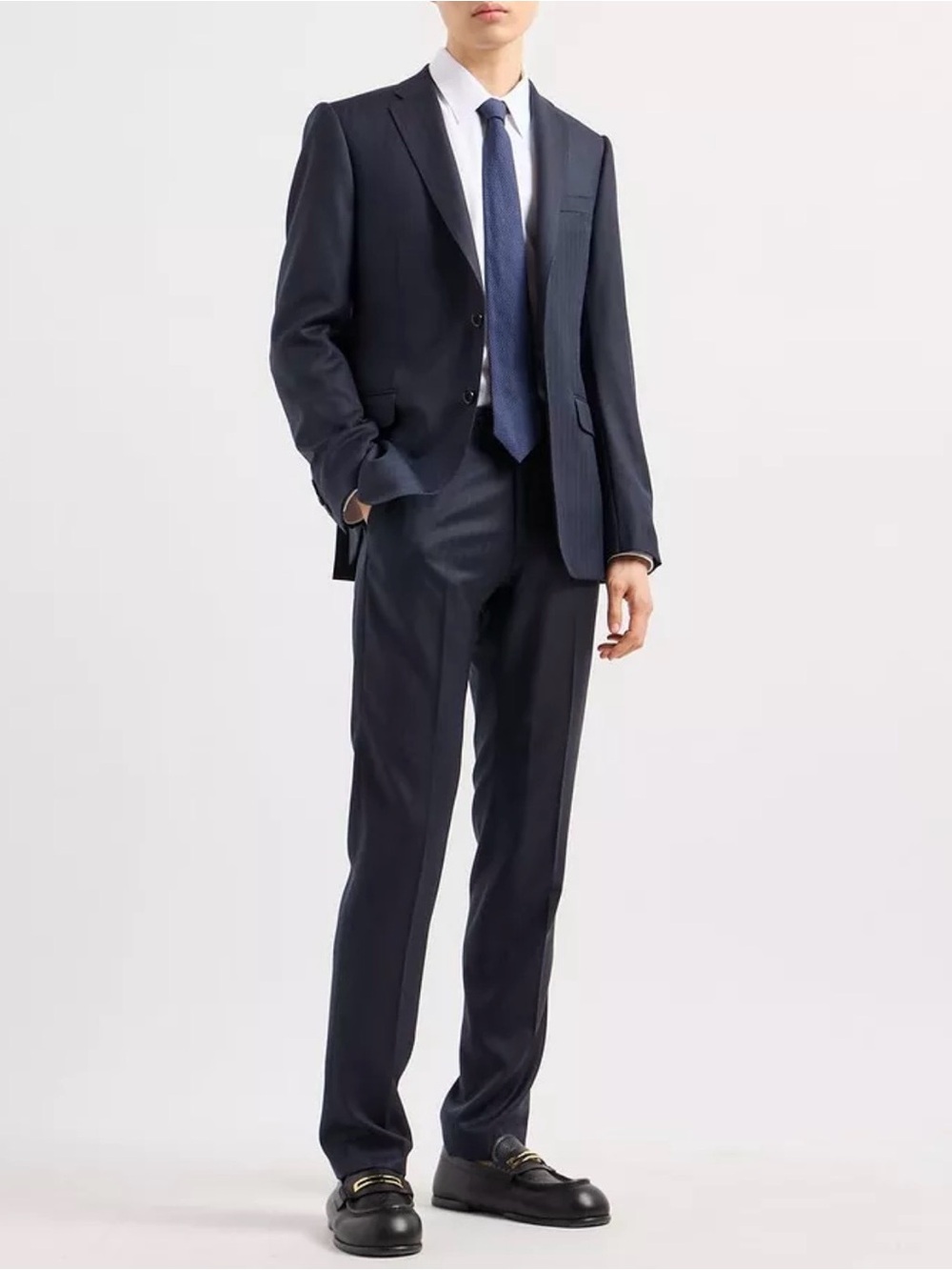Emporio Armani NEW M Line Navy Blue 2 Piece Suit Virgin Wool 50 US /60 EU